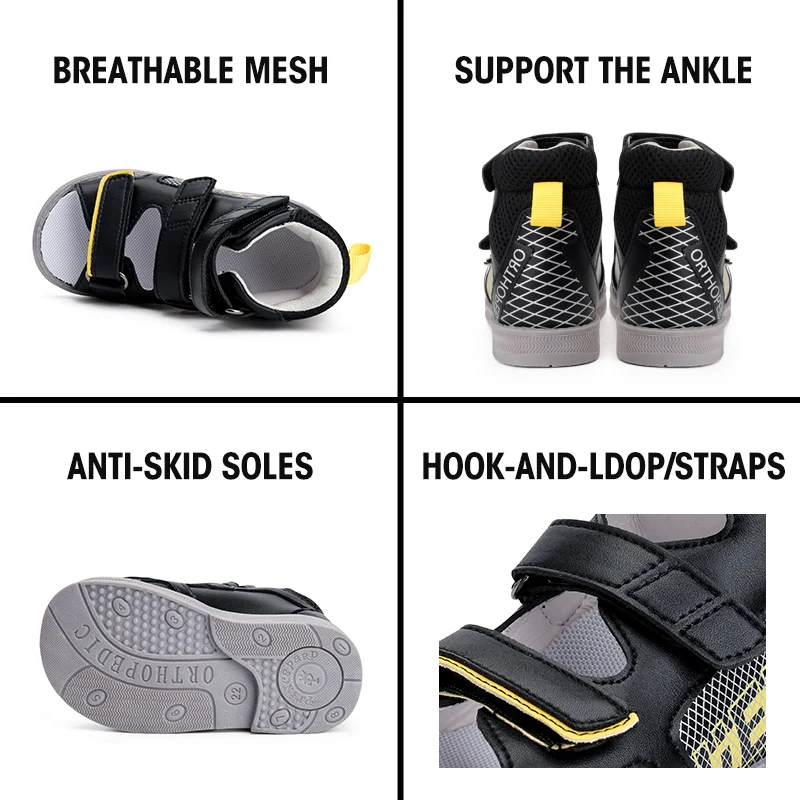 Ankle Support Children\'s Orthopedic Sandals, Corrective and Prophylactic Orthotics Walking Shoes for Girls Boys with Thomas Heel