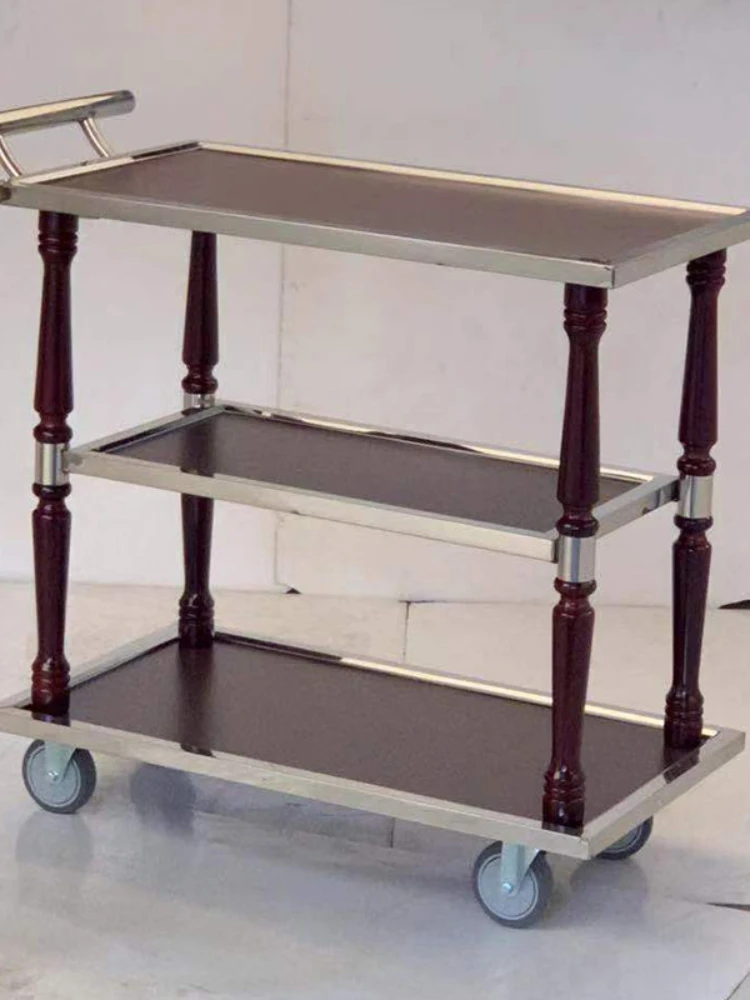 *Stainless Steel Cart Double Portable Serving Rolling Storage Carrying Dining Trolley Espejo Janitorial Bar