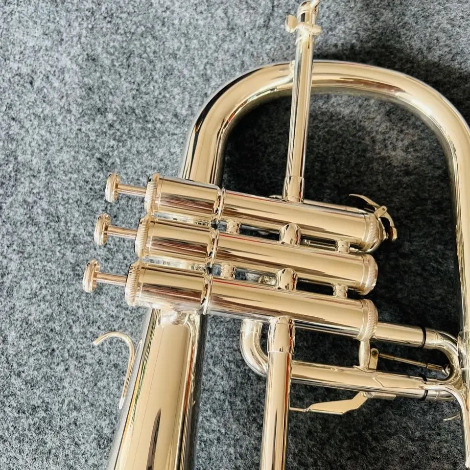 Professional flugelhorn B-flat all silver made flugelhorn jazz instrument soft sound professional-grade tone trumpet horn