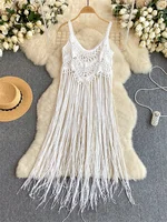 SINGREINY Retro Knitted Camis Bohemian Vacation Beach style Summer Tank 2024 New Women Strap Sleeveless Long Tassel Tops - Image 3