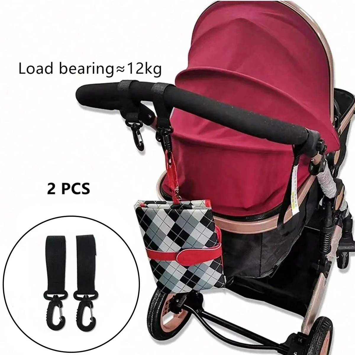 stroller PU 2pcsleather baby bag hook pram rotate 360degree rotatable cart organizer pram hook crochet stroller accessories