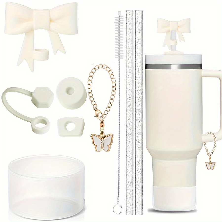 9-Piece Tumbler Accessory Set with Spill-Proof Stopper and Silicone Boot