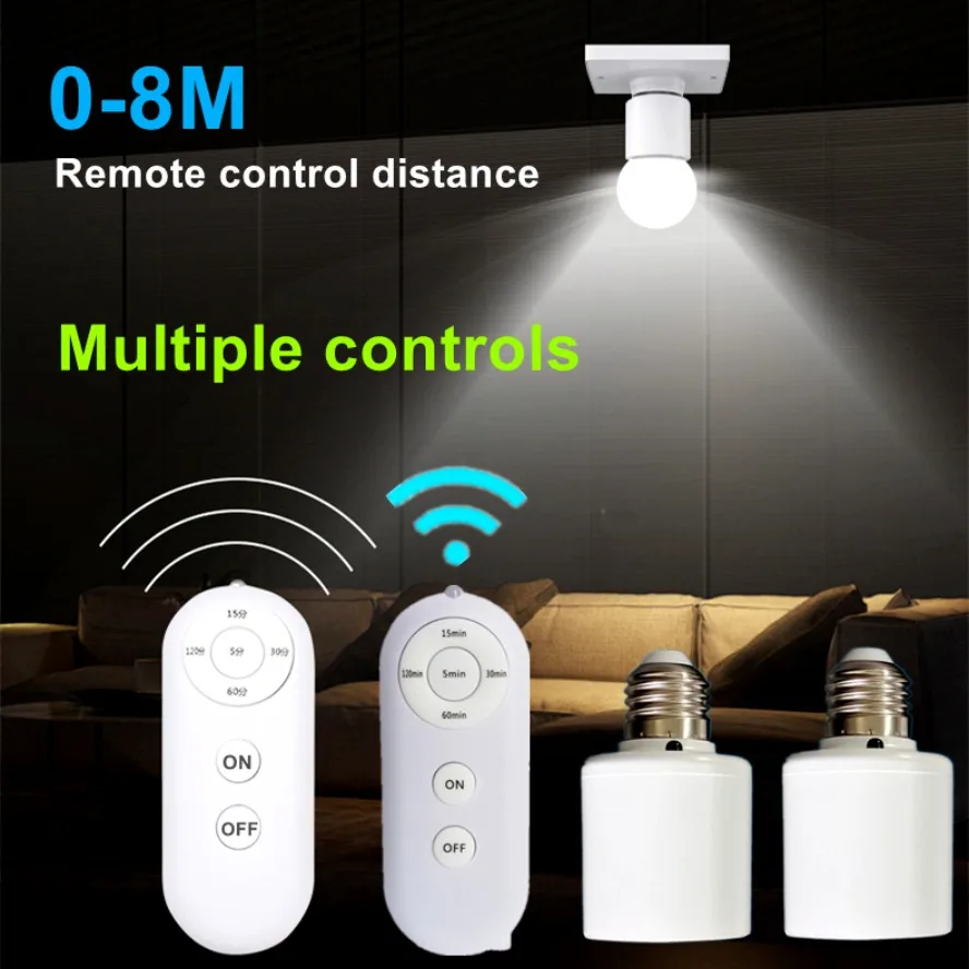 Multiple Controls E27 Wireless Remote Control Smart Timer Switch Lamp Holder 220V Multi Light Switch Baby Room Bedroom