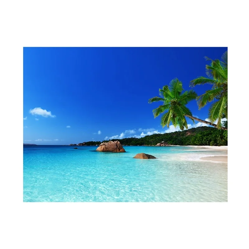 thumbnail image 1 of Fondo de playa de verano con arena tropical, olas de playa, cielo azul, paisaje natural, telón de fondo para fotografía para accesorios de sesión fotográfica, 1 of 5