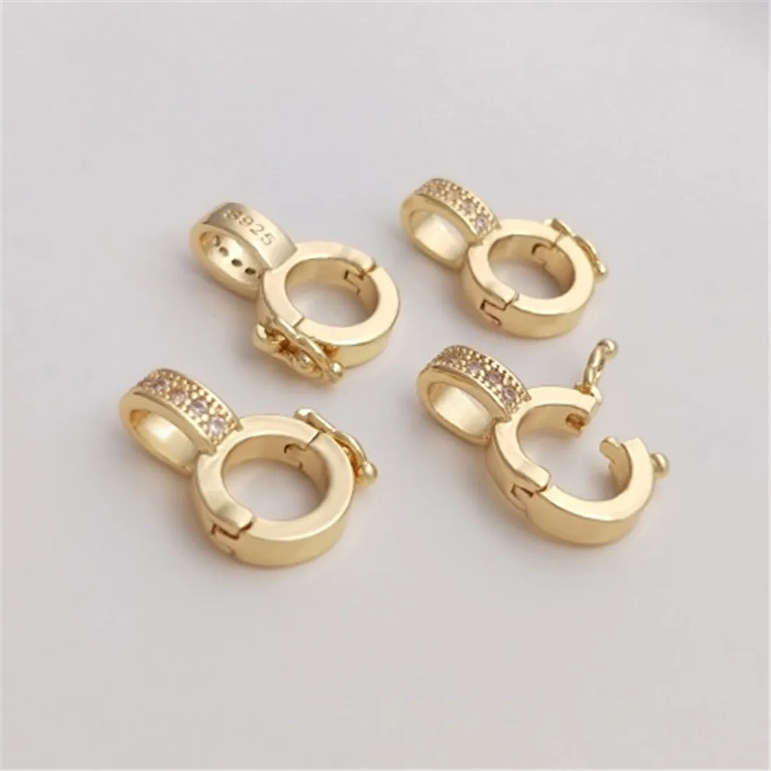 14K Gold-coated Steel Seal S925 Universal Pendant Buckle Necklace Buckle Diy Pearl Jewelry Buckle Accessories By Hand B965