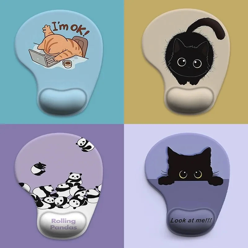 Cartoon Animal Ergonomic Silicone Mouse Pad with Comfortable Wrist Support for Home Office