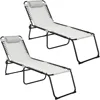 Tanning Chair,Extra High Lounge Chair with Removable Pillow,Detachable Side Pocket & Adjustable Backrest,Folding Chaise Lounger 1