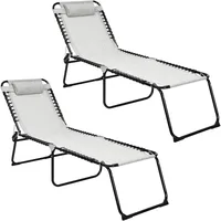 Tanning Chair,Extra High Lounge Chair with Removable Pillow,Detachable Side Pocket & Adjustable Backrest,Folding Chaise Lounger 1