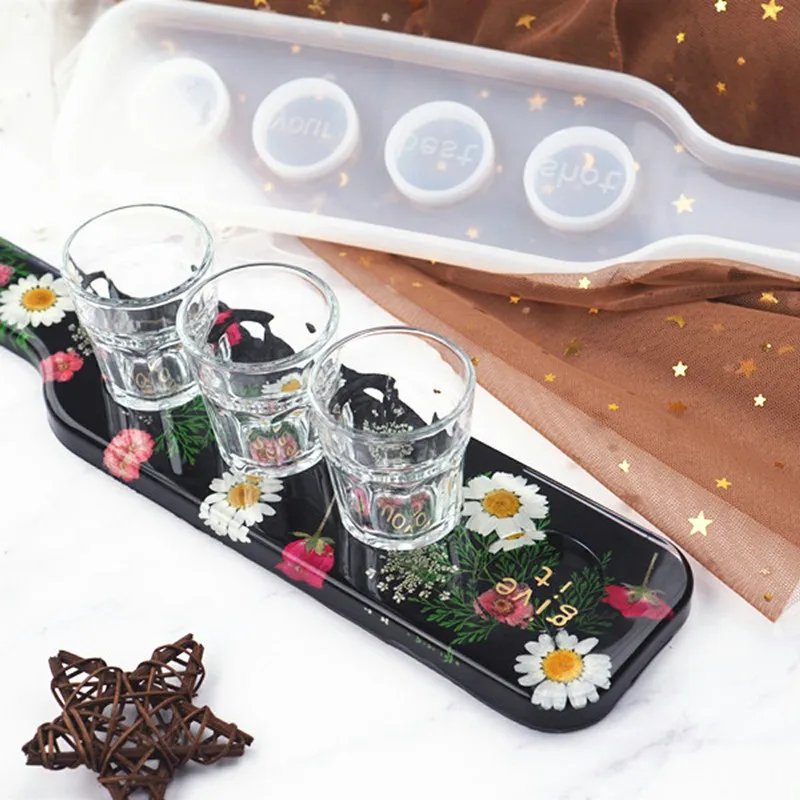 Vassoio porta bicchieri lungo in silicone fai da te, stampo in resina epossidica UV a quattro fessure per bicchieri da birra e vino_voghion.com