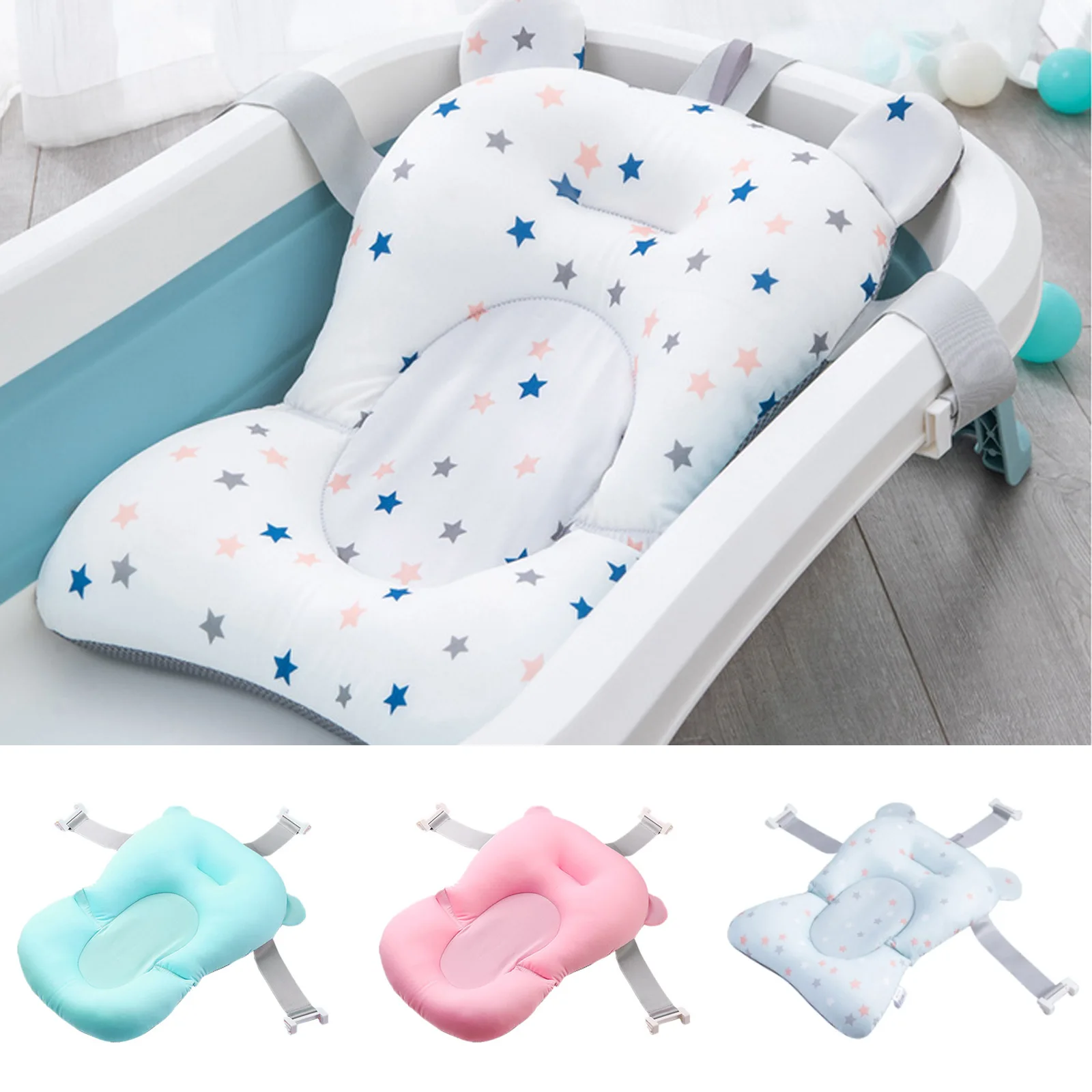 Universal Baby Bath Pad Floating Non-slip Infant Bath Tub Cushion Pillow Support Seat for Newborn Boys Girls 0-12 Months baby bath support pad baby bath seat baby bath tool