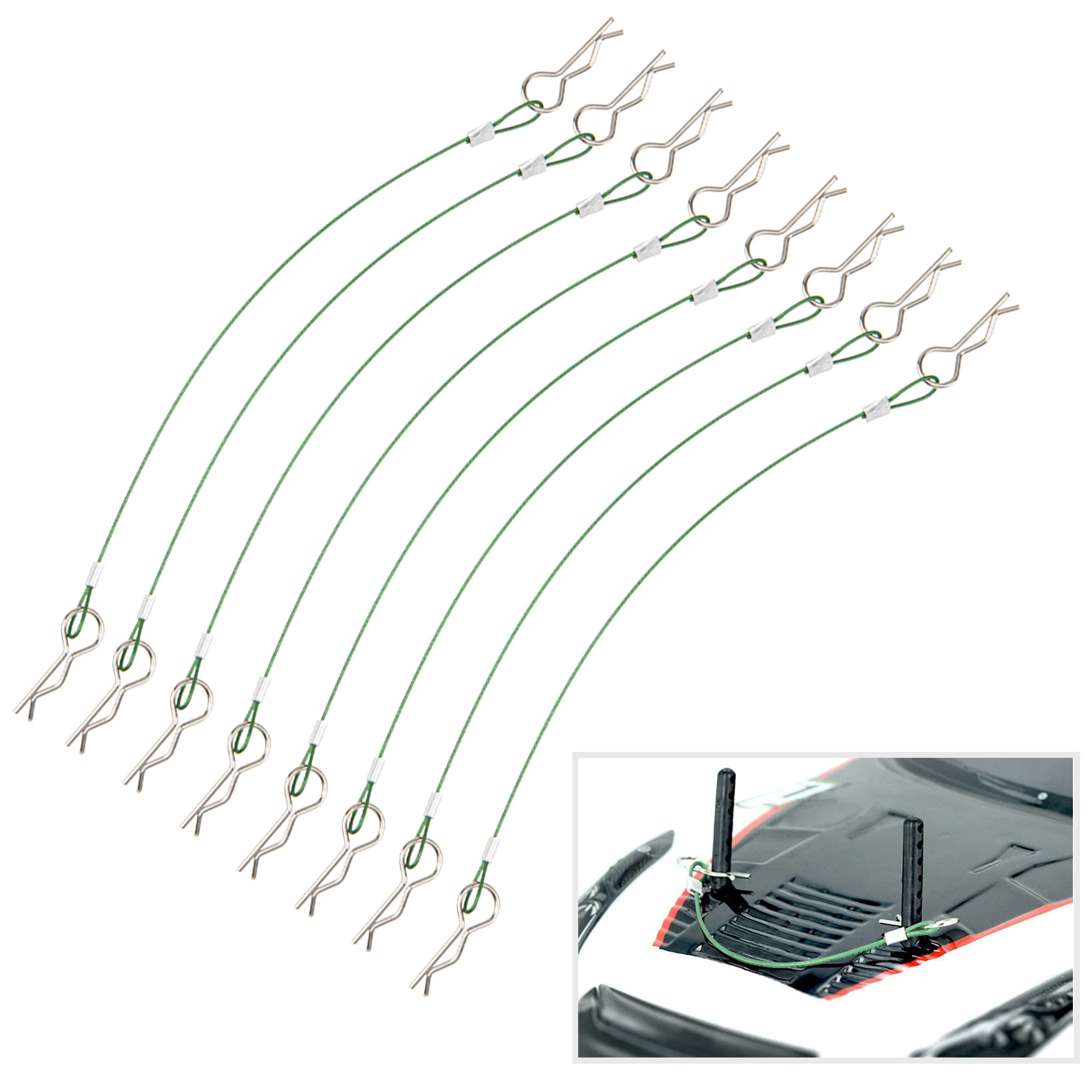 8-Pack Metal Clip R Pin with Steel Anti-Lost Rope