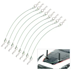 8-Pack Metal Clip R Pin with Steel Anti-Lost Rope (Green)