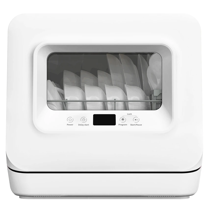 Lave-Vaisselle Portatif De Comptoir, Mini-Lave-Vaisselle avec 5 Programmes  De Lavage, Bras Gicleur 360°, Fonction De SéChage à L'Air Et Nettoyage Des