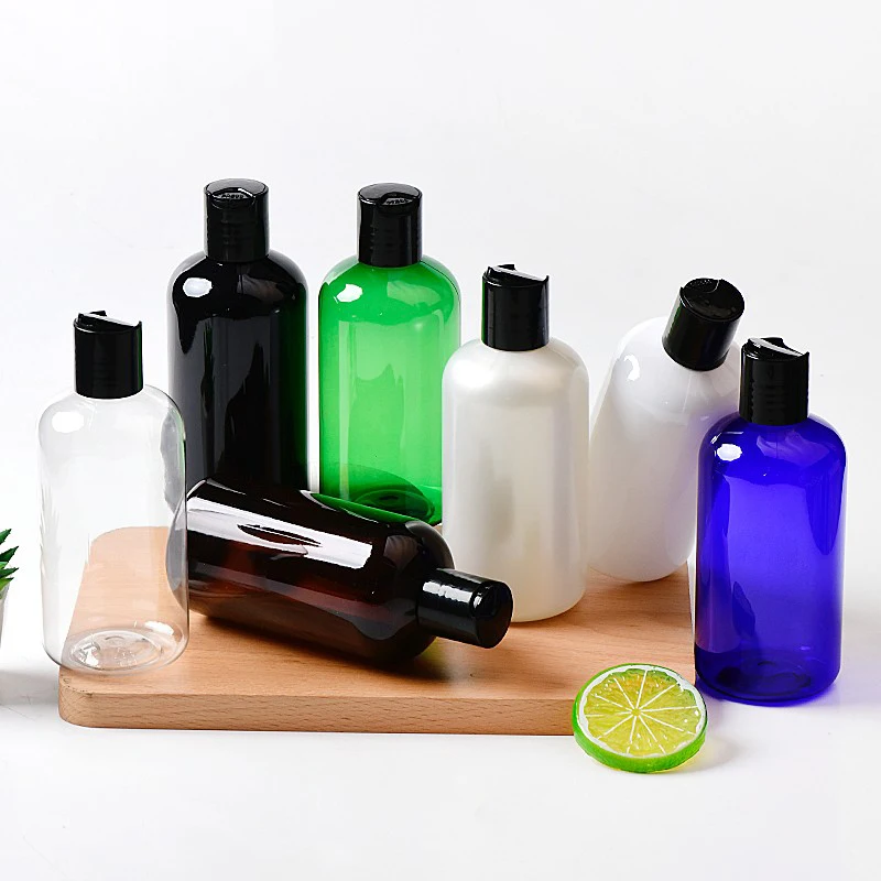 

(20pcs) 250ML Black/Clear Round Plastic Empty Cosmetic Packaging Travel Bottles Shower gel bottles SPA Essential Oil Bottle