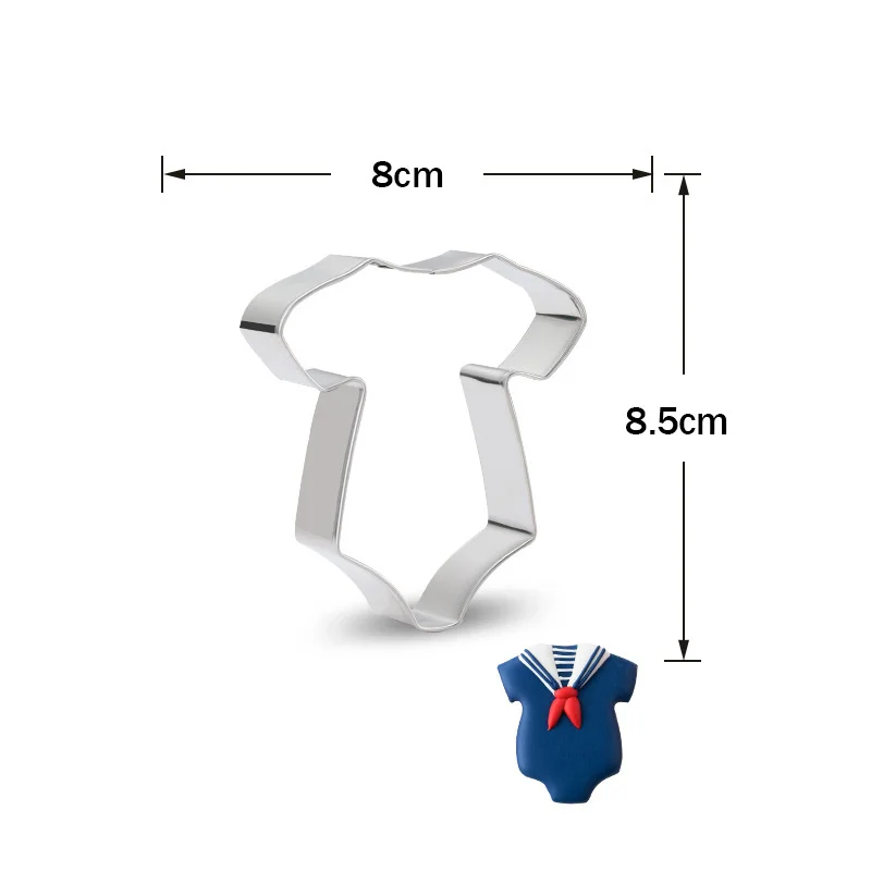 1pc Stainless Steel Baby Shower Cookie Molds Baby Footprint T-shirt Biscuit Cutter Molds for Shower Party DIY Baking Supply