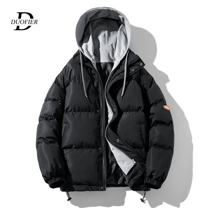 

2023 Winter New Men's Jacket Hooded Thicken Windproof Male Parka Coat Fashion Outerwear Zipper Cotton Filling Men Outdoor Jacket