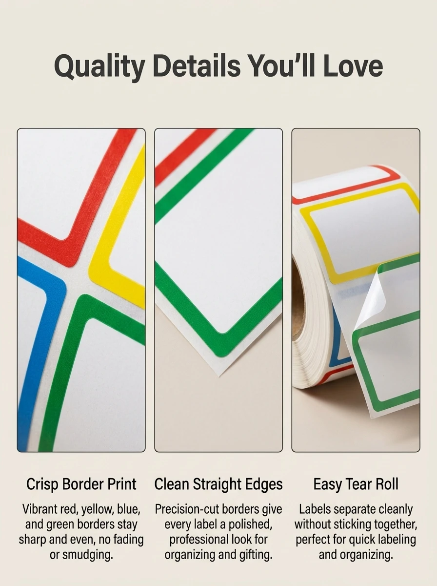 250Pcs/Roll Name Storage Books Classify Stickers,4 Designs 1.0*1.8in DlY Decor Label Perfect For Office Use Home Storage Kitchen - 4