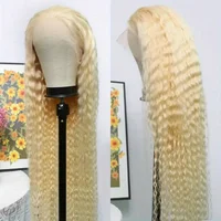 613 Blonde vague profonde 13x6 HD dentelle frontale perruque de cheveux humains 30 40 pouces 613 Blonde vague d'eau bouclée 13x4 dentelle avant perruques pour les femmes 2