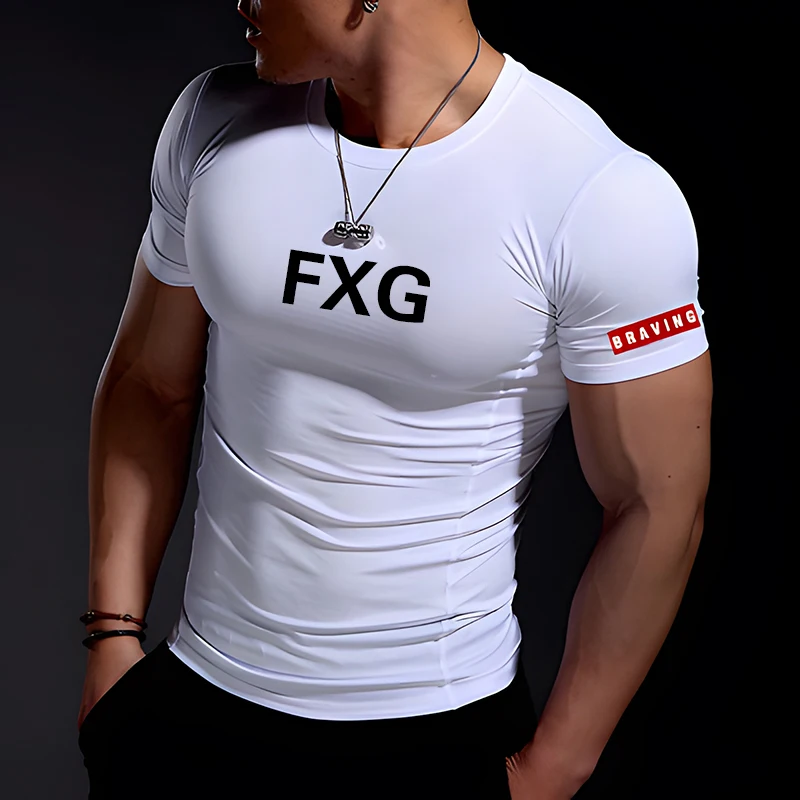 

New Fashion Men's Summer Casual Comfortable Tight-Fitting T-Shirt Sports Gym Sportswear Quick-Drying Breathable T Shirt XXS-6XL