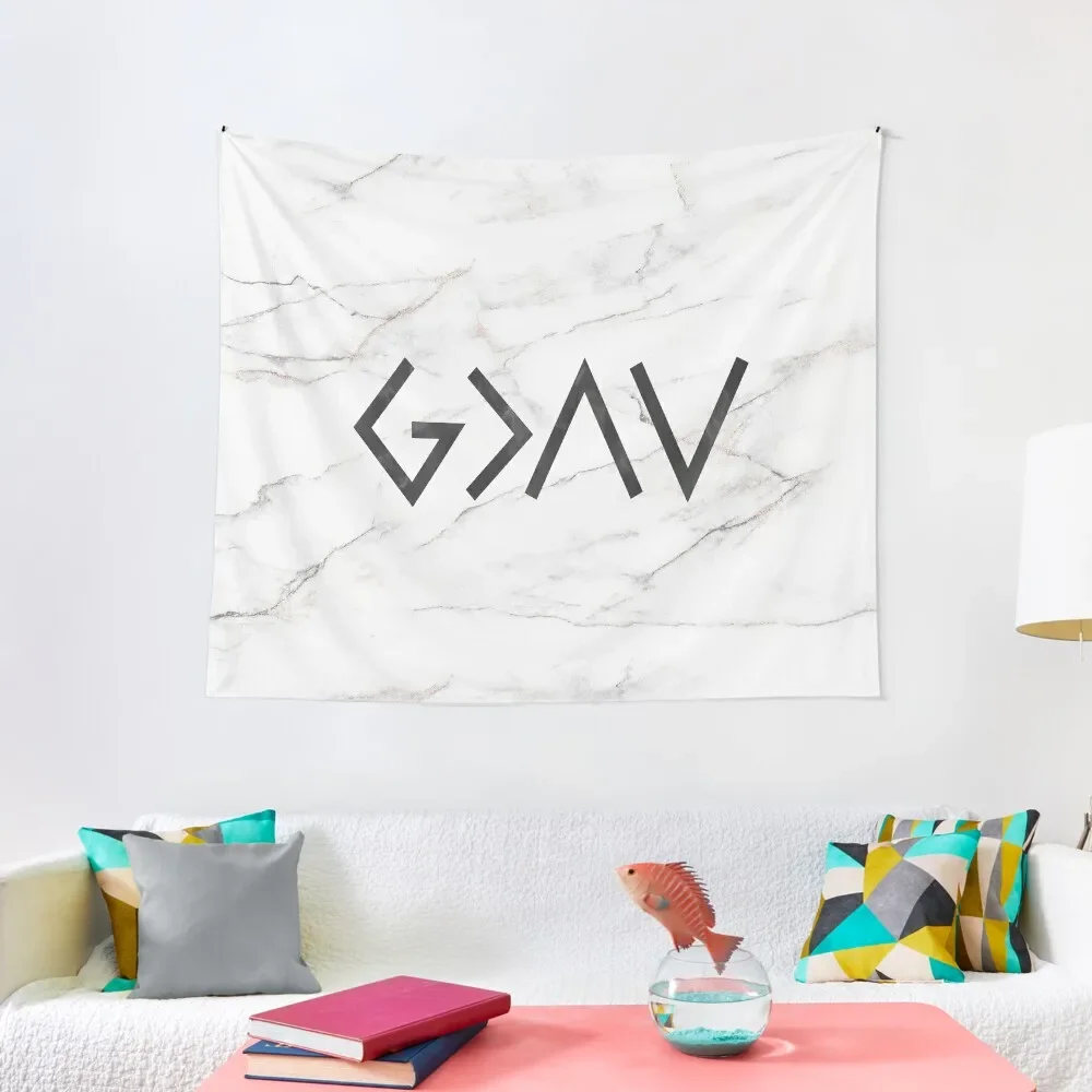 

God is greater than the highs and lows - Christian marble design Tapestry Cute Room Decor Room Decoration Aesthetic Tapestry