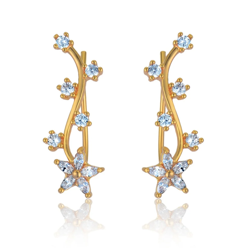 New Vintage Gold Color Star Ear Cuff Non-Piercing Ear Clips CZ Earrings Clip Earrings For Women Jewelry