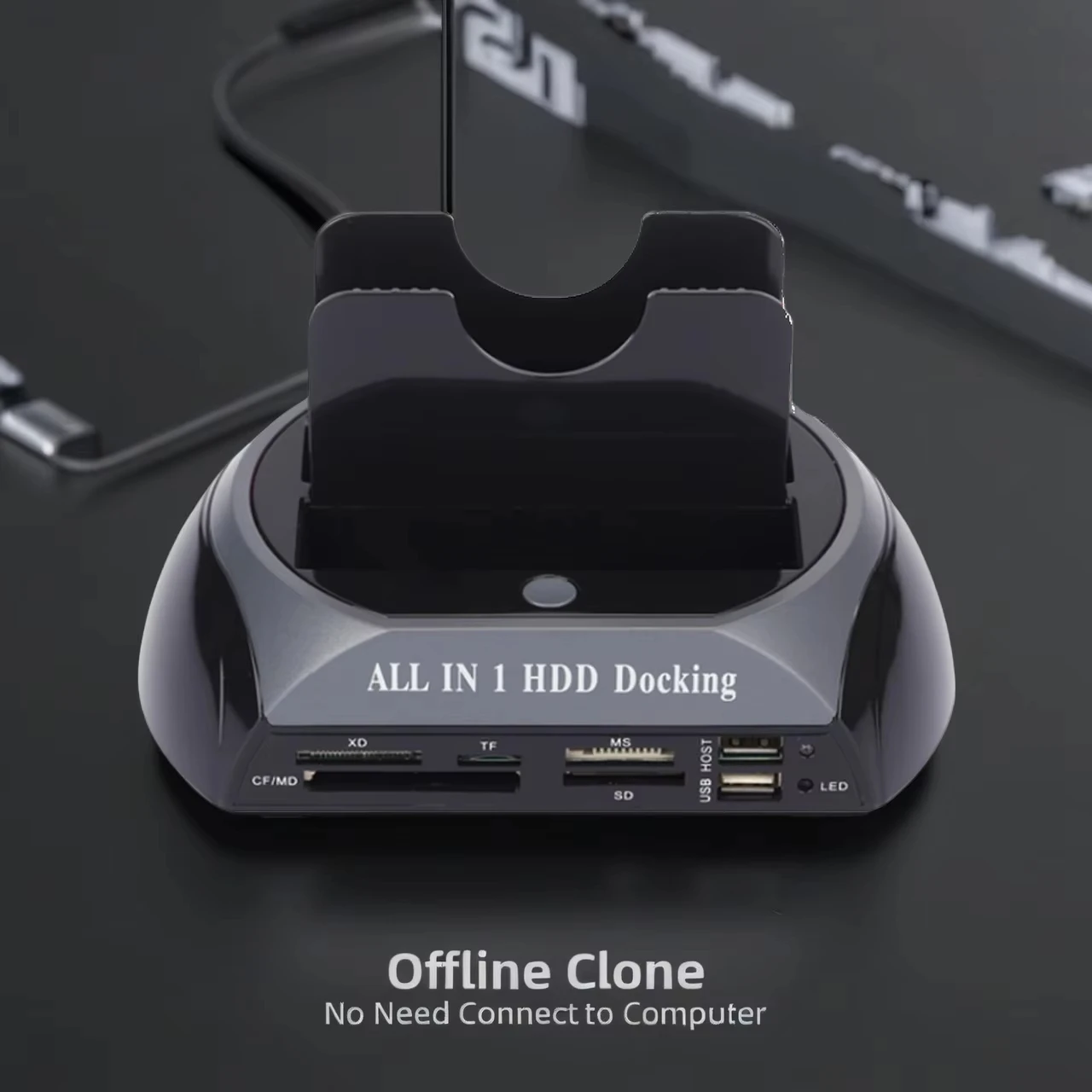 듀얼베이 USB 2.0 도킹 스테이션(카드 리더기 포함) IDE/SATA/eSATA 올인원 하드 드라이브 복제 기능으로 간편한 데이터 관리