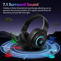 QCY Heroad V200 Over Ear Headphones 50mm Driver 7.1 Surround Sound Headset Wireless Bluetooth 6.0 Earphones for PC Laptop PS4/5 - Image 3