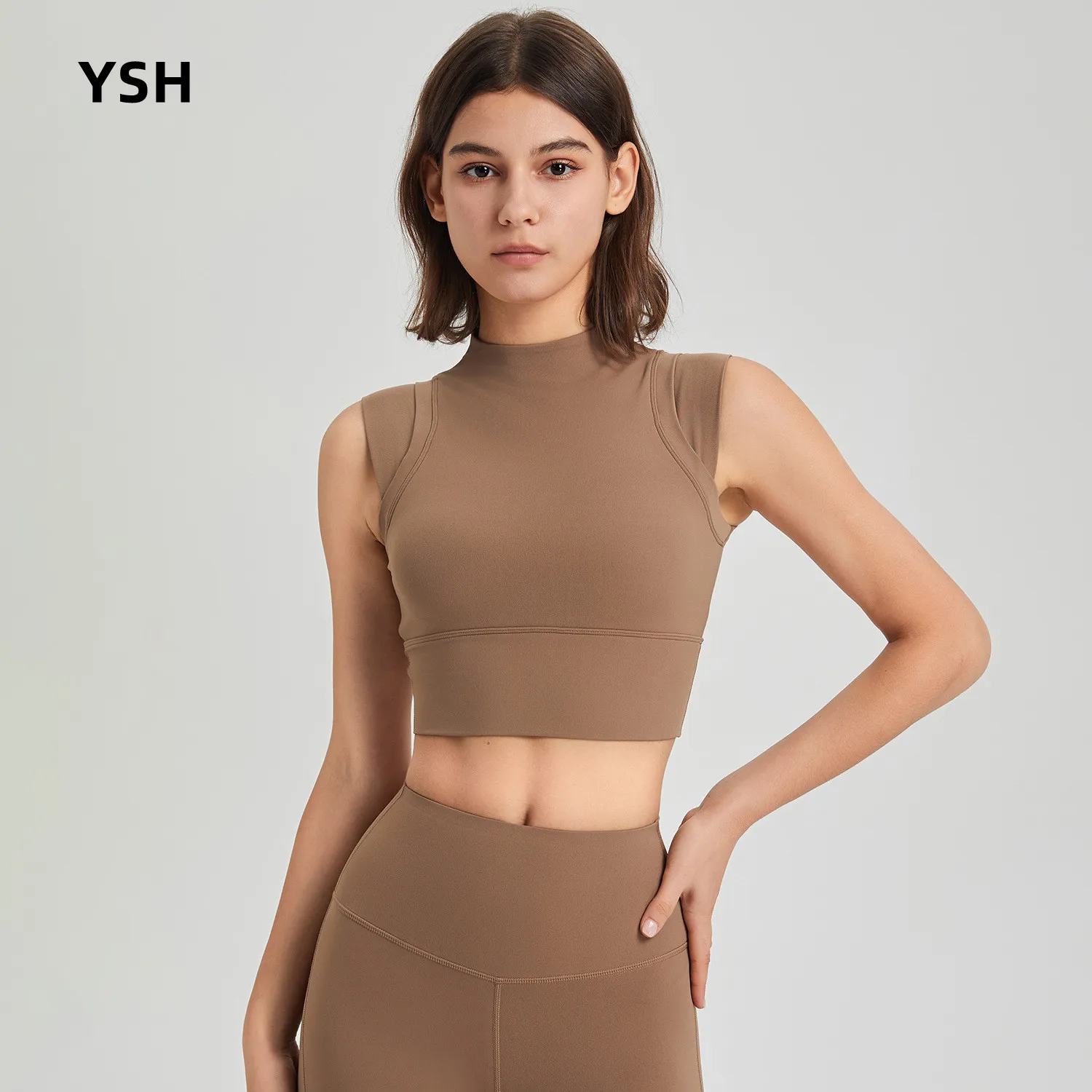 

Спортивный жилет YUSHUHUA WX2325, безопасная безрукавка для фитнеса и тренировок, топы для тренажерного зала, тренировочный жилет с высоким вырезом и защитой от пота