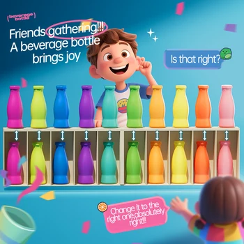 Guess the colors, enjoy the fun color matching game, battle the bottles, party with toys, Halloween gift, educational toy