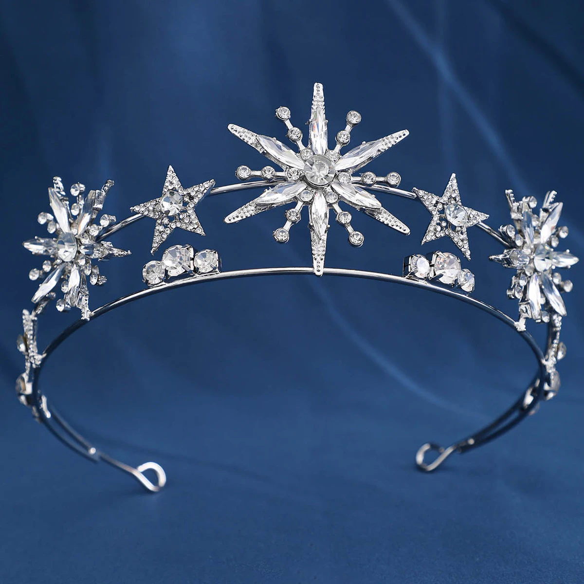 Trendy Gold Silver Color Crystal Rhinestone Tiaras And Crowns Stars Plate Princess Diadems Wedding Hair Accessories