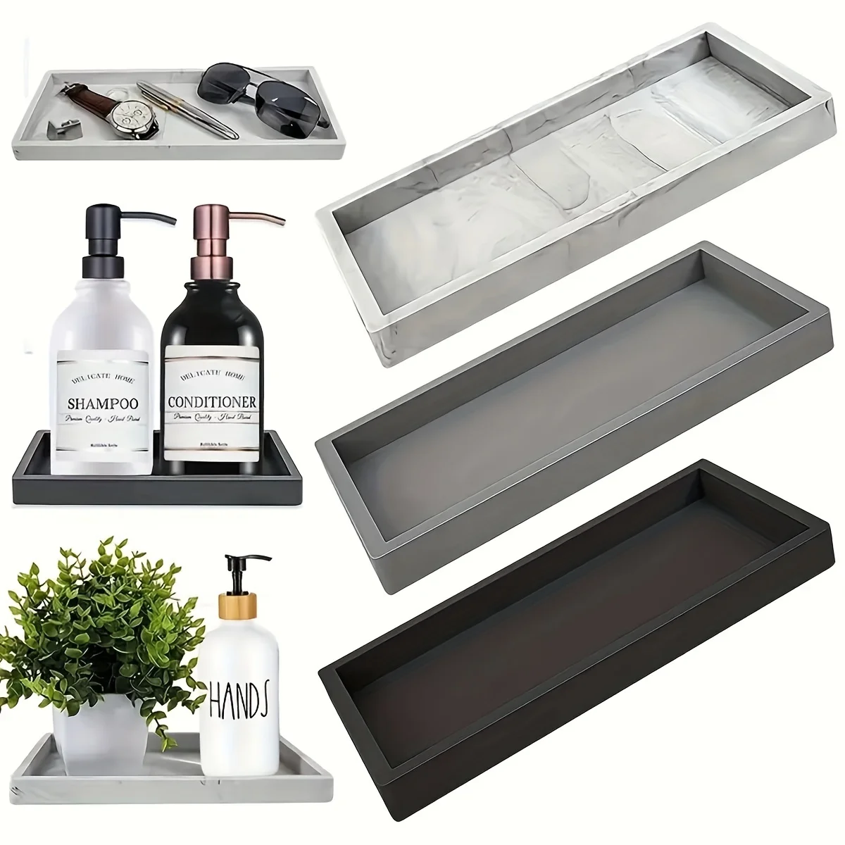 1 pcs bathroom tray soft silicone jewelry tray vanity decoration bathroom tray storage for countertops kitchen countertops