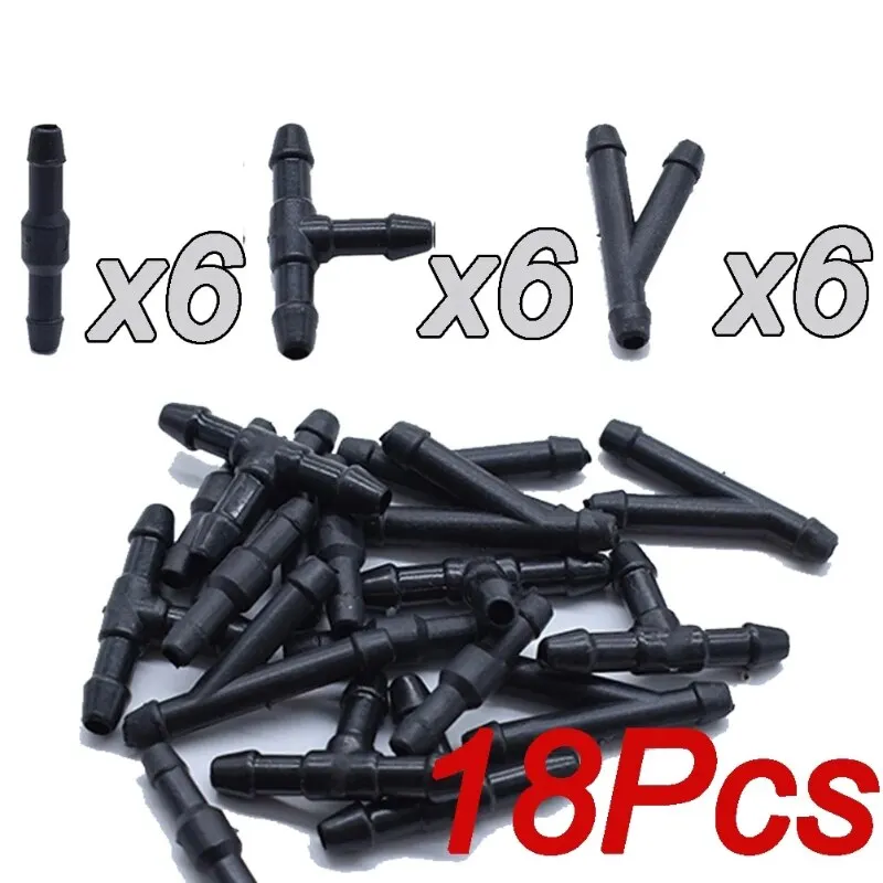 Windscreen Washer Joiner Pipe windshield washer connector T Piece Straight 3 Way Y Piece Air Fuel Water Petrol Wiper Washer Nozzle Hose 18PCS