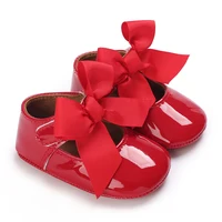 Spring and Autumn New Newborn Girl Infant Anti slip Walking Shoes, Girl Baby Red Comfortable Rubber Sole Bow Shoes Walking Shoes 3