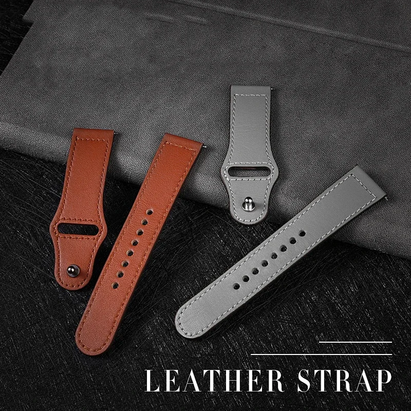 Magnetic Leather Strap with Metal Accents - Premium 22mm/20mm Band Bracelet