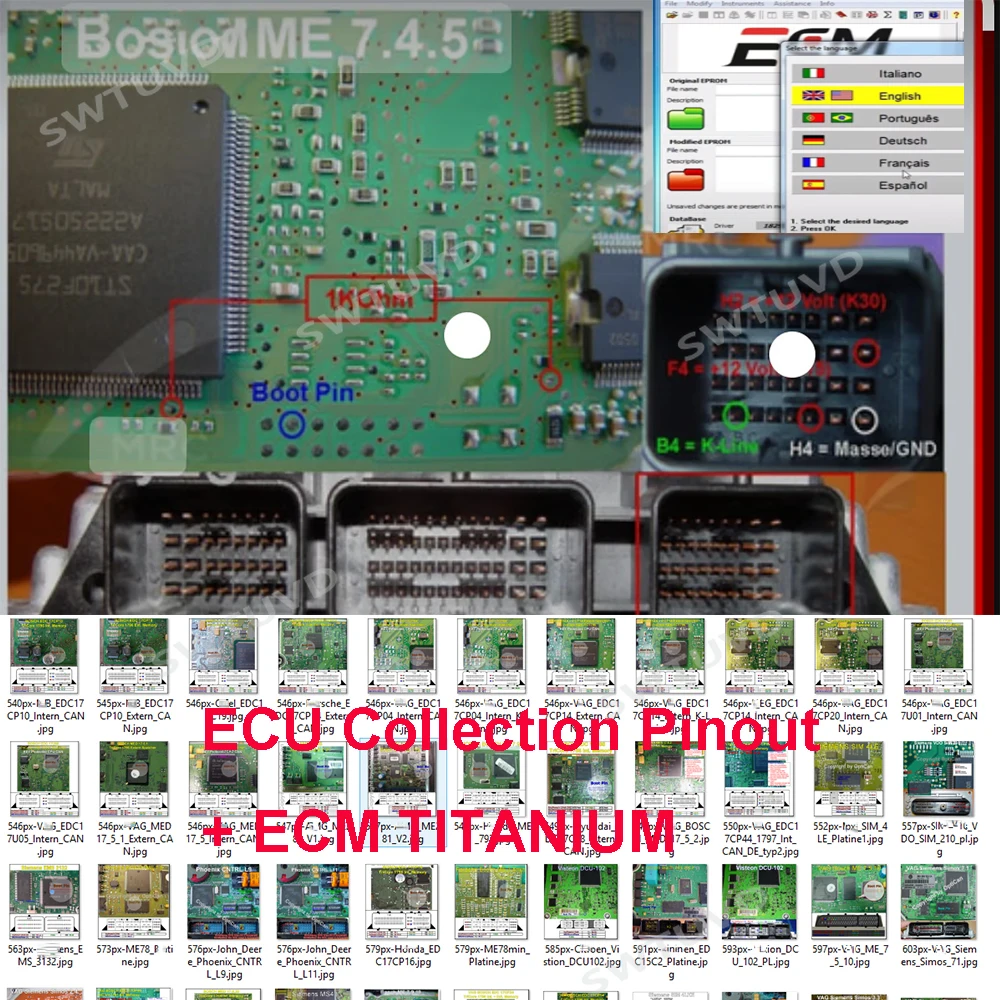 

ECM TITANIUM ECU Collection Pinout Maps Supports Multiple Languages Car Diag Repair Tool VS ALLDATA WINLOS