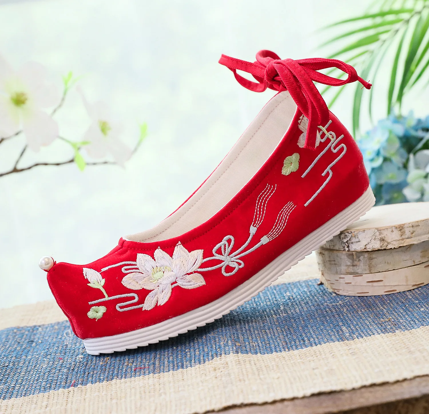 2023 Chinese style women shoes canvas flat shoes embroidery chinese traditional shoes women hanfu dance qipao shoes jasmine blossom performance dance umbrella transparent silk chinese style classical qipao show umbrella silk dance prop