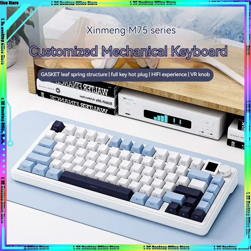 

Xinmeng M75 Customized Mechanical Keyboard Tri-mode Wireless Bluetooth Gasket Hot Plug TFT Screen RGB Side Carved PC Girl Gamer