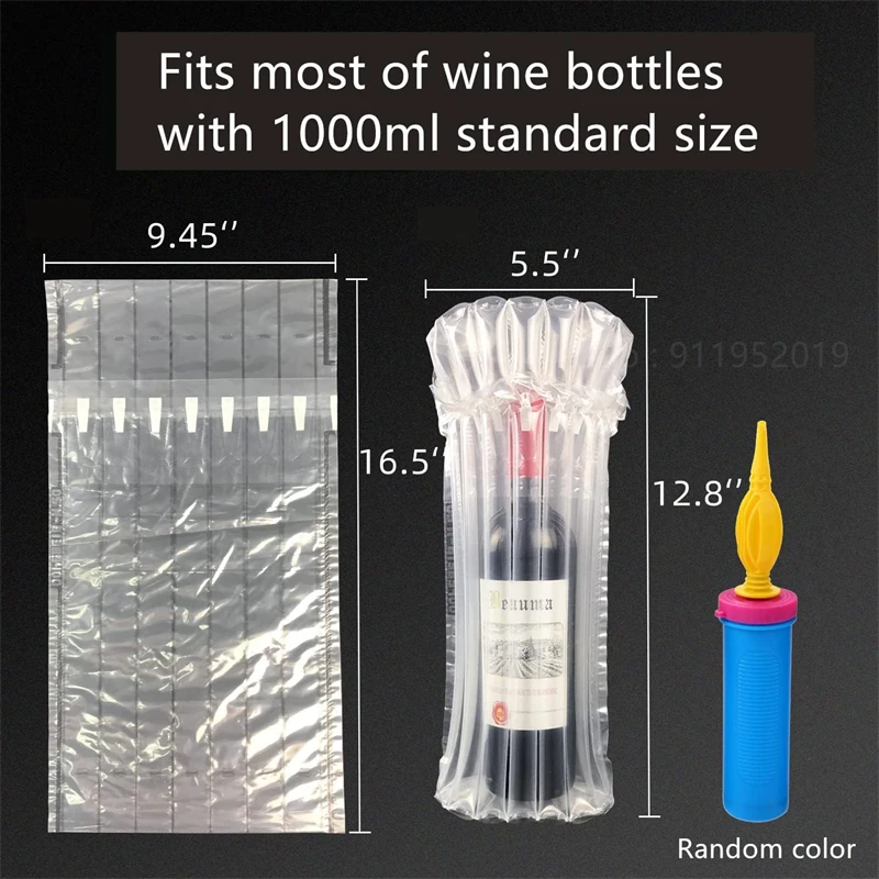 Wine Bottle Protector Bags for Airplane Travel Inflatable Bottle Shipper Wine Shipping Packaging Sleeve Bubble Cushion Wrap