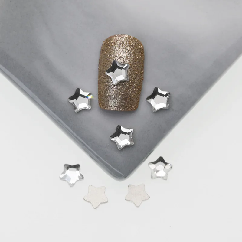 100/500 Stück 4 mm/6 mm Sternform 18 Farben Boutique Nagelkunst-Strasssteine mit flachem Boden Glaskristall 3D-Nageldekoration Großhandel – Detail 17