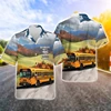 School Bus 3D Printed Shirts For Men Clothes Cartoon Car Driver Graphic Beach Shirt Funny Gift Aloha Lapel Blouse Hawaiian Tops 3