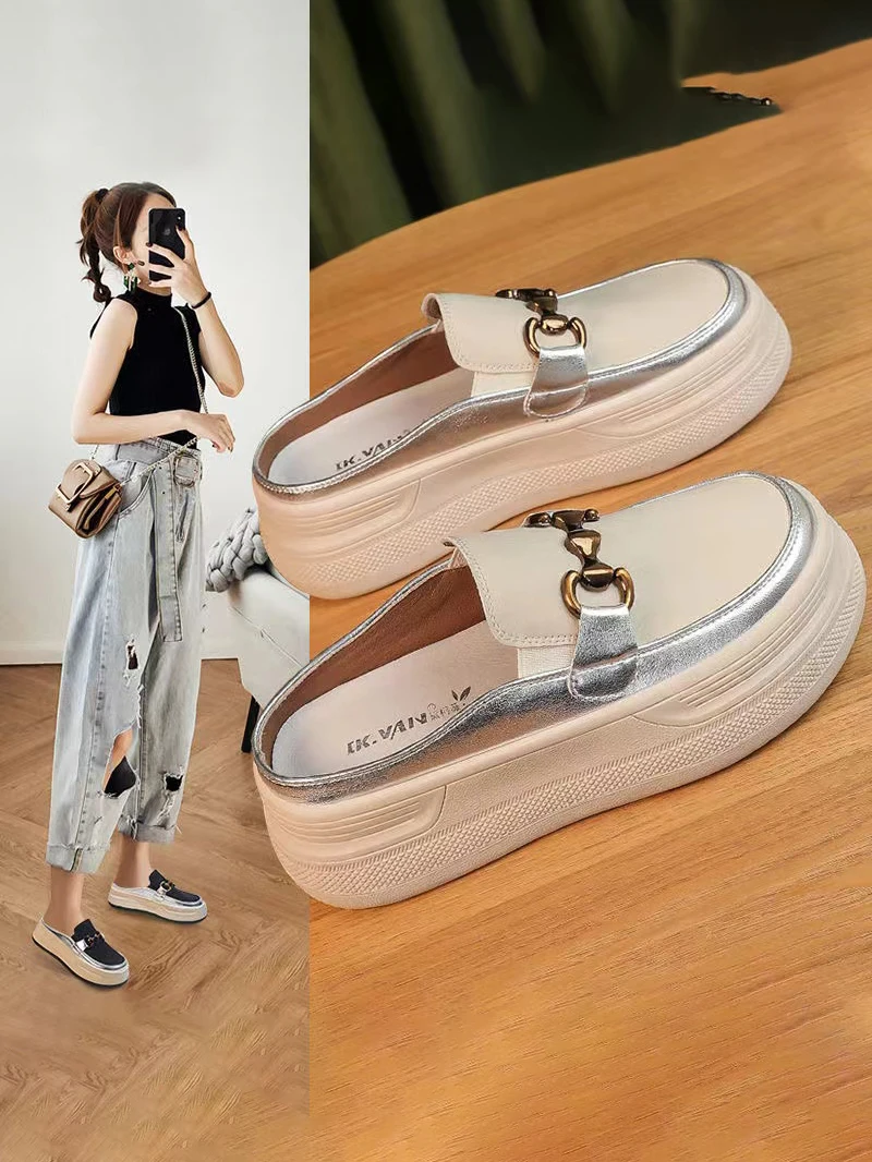 

Spring And Summer High-Altitude Women'S Half Slippers With A Toe Wrapped And Wearing Thick Soled Sandals