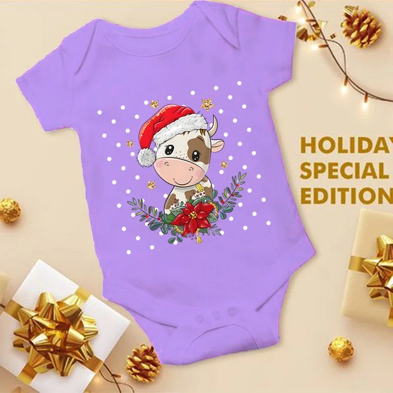 Baby Original Christmas Cow Print Pagliaccetto 2023 Stile Coreano Vestiti Per Neonato Tuta Natalizia Tuta Floreale Per Neonato