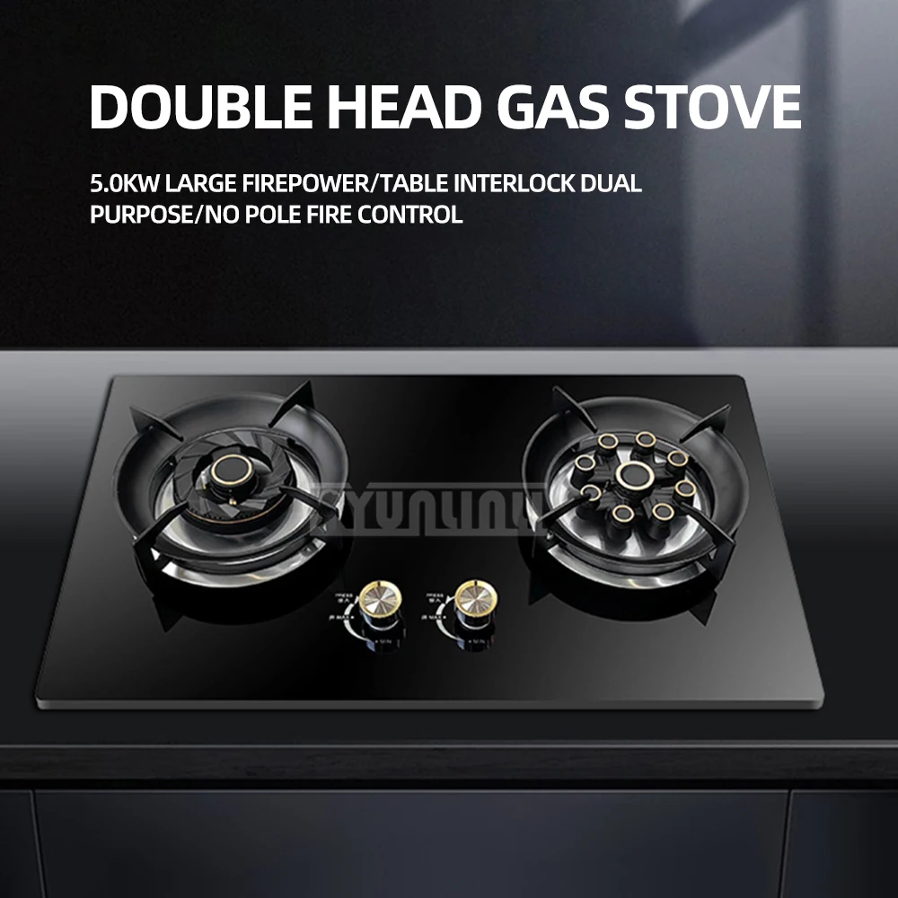 Kitchen Embedded Double Cooktop Energy-Saving Gas Stove Liquefied Natural Gas Burner Gaskocher