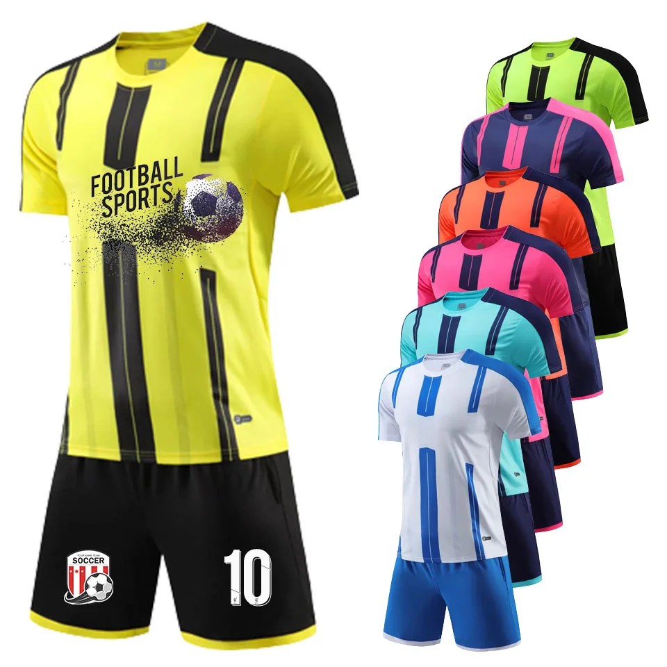 DIY Men Kids Football Jersey Suit Quick Dry Breathable Club School Soccer Team Training Uniforms 2 Piece Sportswear