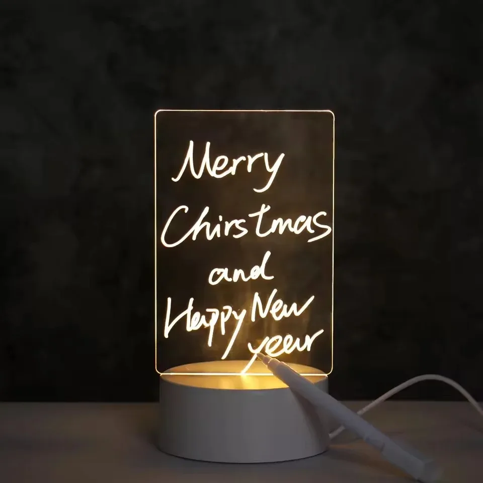 LED Drawing Board DIY Notepad Glowing Acrylic Message Board With Pen Erasable Children's Drawing Letter Message Night Lamp