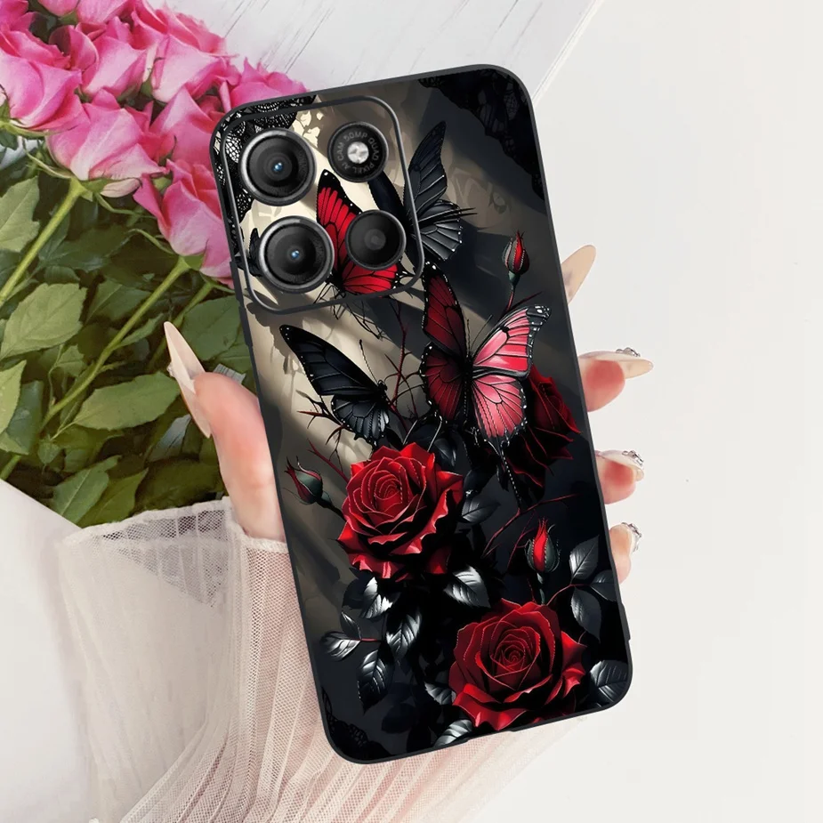 Stylish Flowers Painted Soft TPU Phone Case Cover - Universal Design