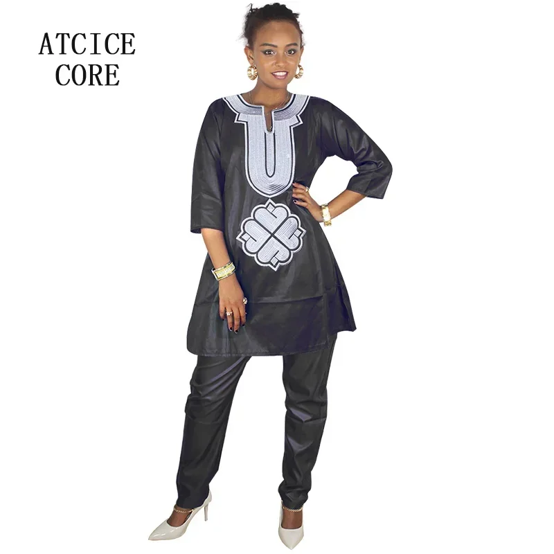 African Dresses Woman Dashiki Design Soft Material Top Pants Two Pcs One Set women two piece set african dress