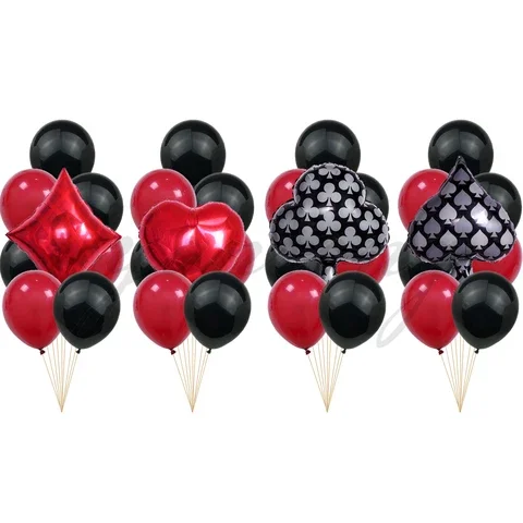 

Balloons Decorations Poker Theme Party Happy Birthday Black Red Balloon globos cumpleaños decoration anniversaire fille Globos