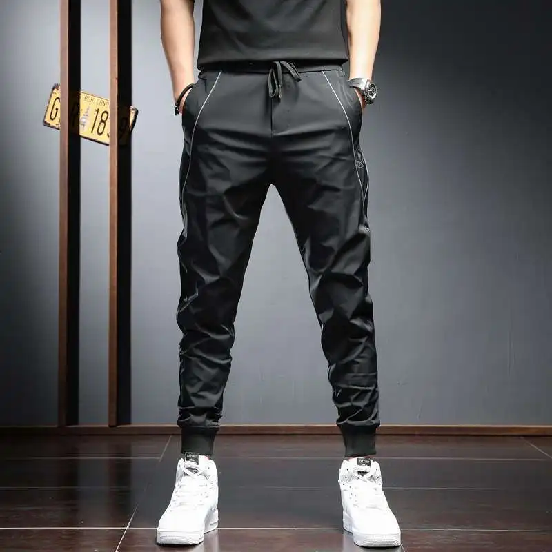 Fashion Summer Lightweight Men's Luxury Designer Pants Casual with Slim Fit and Letter Printed Black Trousers Jogger Pants Male