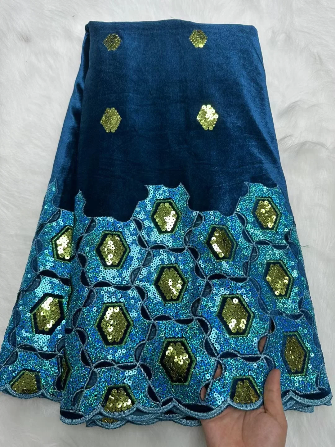 

African Sequins Velvet Lace Fabric 2023 5 Yards High Quality French Nigerian Net Lace Fabric For Sewing Dress Wedding WP120-1